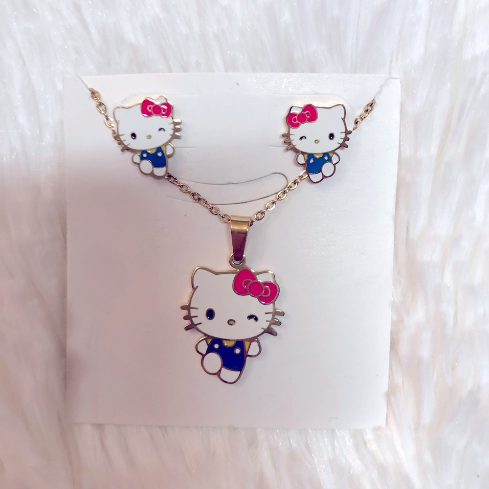 Hello Kitty Jewelry set Earrings and Necklace